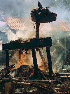 [Pic: burning `sarcophagus'] 