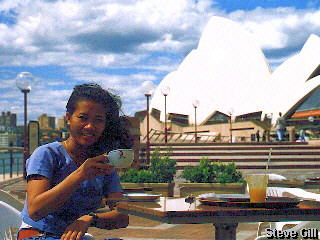 [Picture: Nengah drinking Cappuccino at the Opera 

House] 